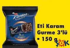 ETİ KARAM GURME 3'LÜ ÇİKOLATA 150 G